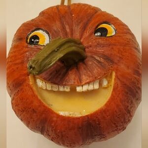 Transpac Smiling Pumpkin Ornament, Resin, Single Ornament, Halloween